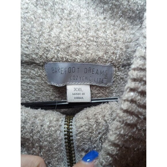 Barefoot dreams cozy chic Lite full zip fleece jacket Beige/Cream Soft Size XXL - Picture 4 of 16